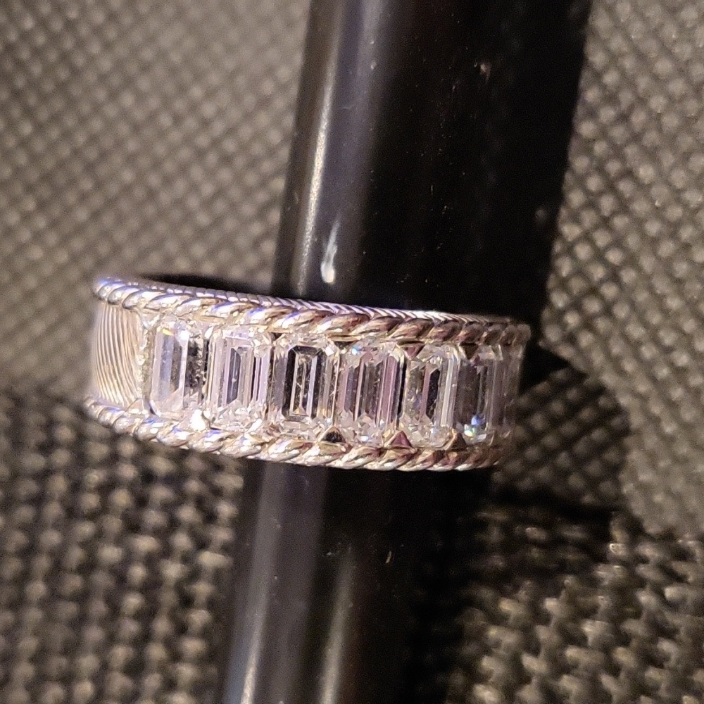 Judith Ripka Silver Ring with Crystal Accents